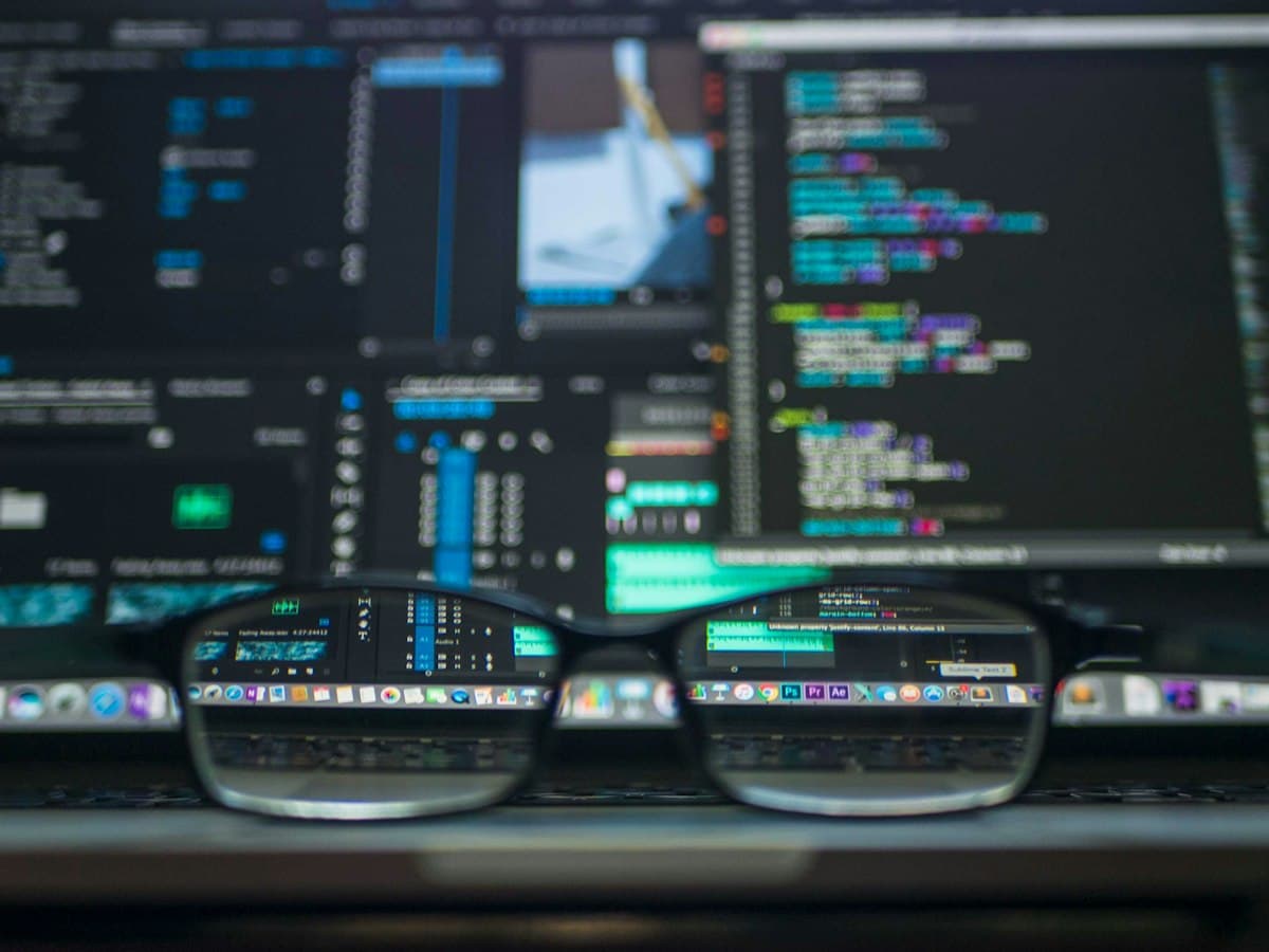 Code seen through a pair of glasses